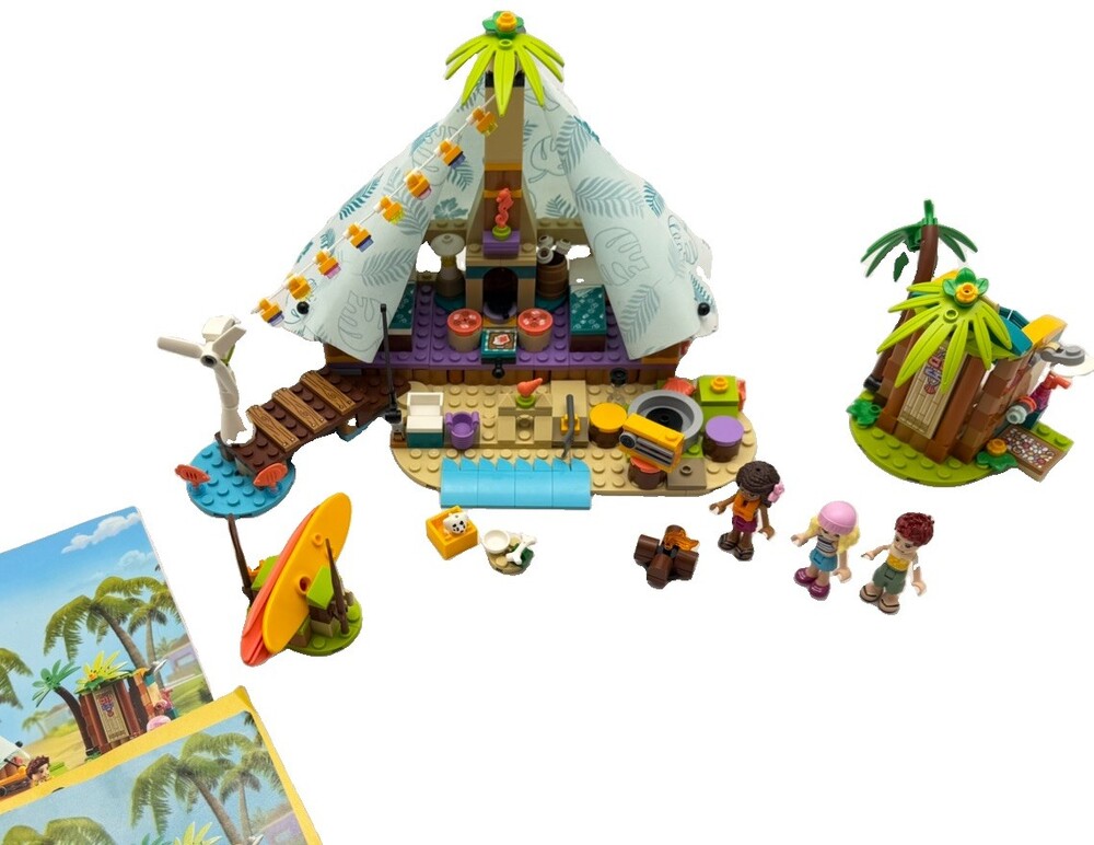 LEGO Friends Beach Glamping Set # 41700 100% COMPLETE With Manuals Retired Dolls